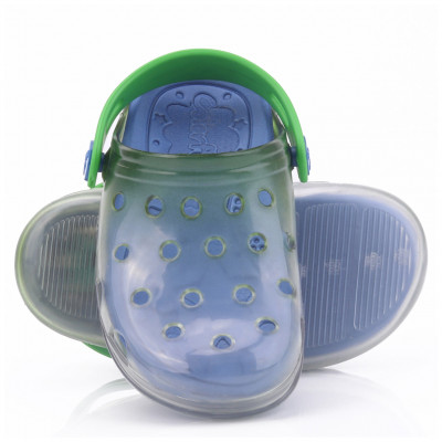 Babuche Infantil Wboys Pop Clear Led Kids - Transparente/Verde Folha/Royal