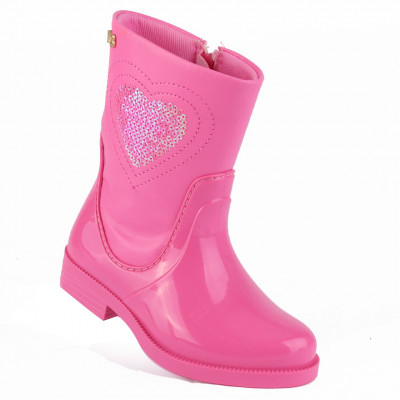 Bota Infantil Feminina Cano Curto Coração Baby WorldColors - Pink New
