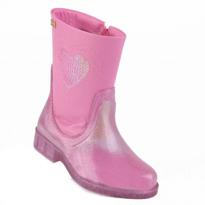 Bota Infantil Feminina Cano Curto Coração Baby WorldColors - Rosa 