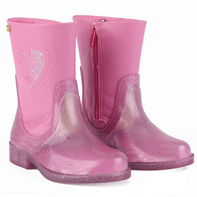 Bota Infantil Feminina Cano Curto Coração Baby WorldColors - Rosa 