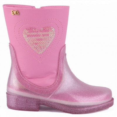 Bota Infantil Feminina Cano Curto Coração Baby WorldColors - Rosa 