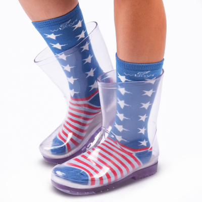 Galocha Transparente Masculina Infantil e Meia Divertida Capitão WorldColors