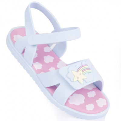 Sandália Feminina Infantil WorldColors Dreams Kids - Azul Acqua/Rosa 