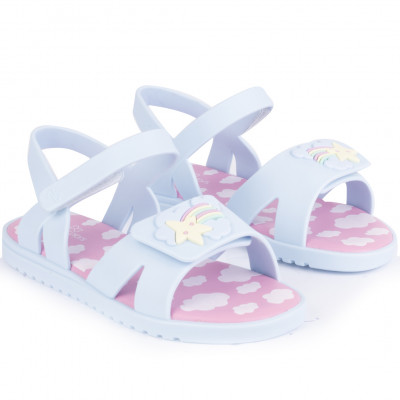 Sandália Feminina Infantil WorldColors Dreams Kids - Azul Acqua/Rosa 