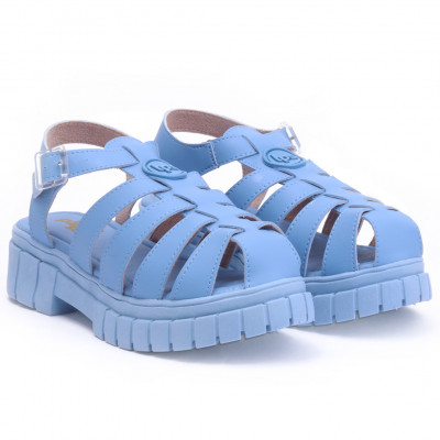 Sandália Fisherman Feminina Plataforma Tratorada WorldColors - Azul Jeans