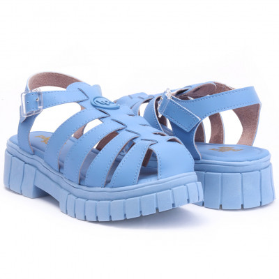 Sandália Fisherman Feminina Plataforma Tratorada WorldColors - Azul Jeans