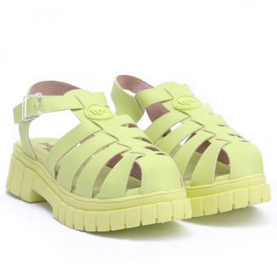 Sandália Fisherman Feminina Plataforma Tratorada WorldColors - Verde Neon 