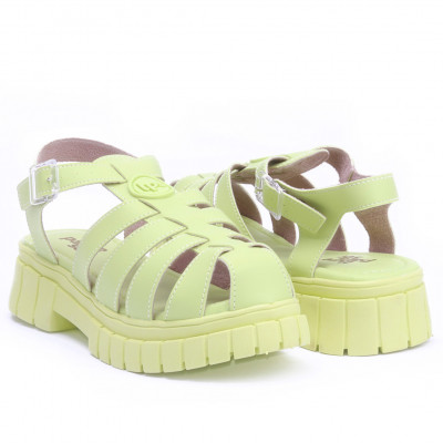 Sandália Fisherman Feminina Plataforma Tratorada WorldColors - Verde Neon 