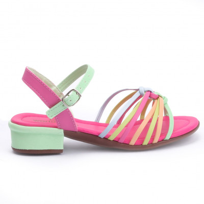 Sandália Infantil Feminina Saltinho WorldColors Paris - Azaleia/Multicolor