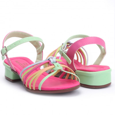 Sandália Infantil Feminina Saltinho WorldColors Paris - Azaleia/Multicolor