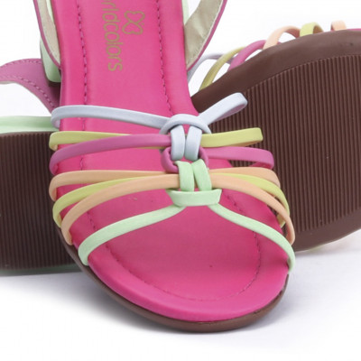Sandália Infantil Feminina Saltinho WorldColors Paris - Azaleia/Multicolor