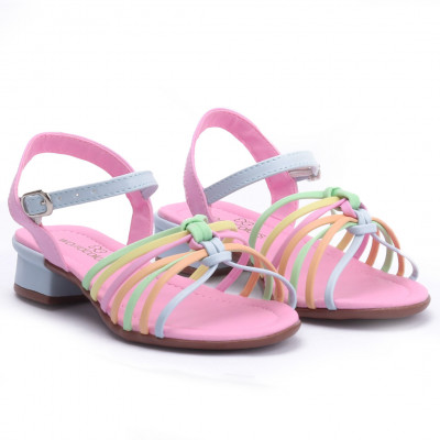 Sandália Infantil Feminina Saltinho WorldColors Paris - Bale/Multicolor
