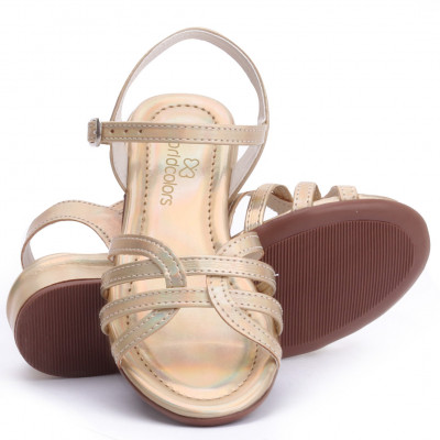 Sandália Infantil Feminina Saltinho WorldColors Paris - Dourado Holográfico