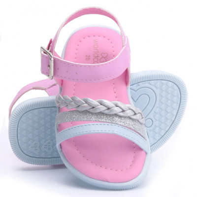 Sandália Infantil Feminina WorldColors Belinha- Rosa Bale/Acqua