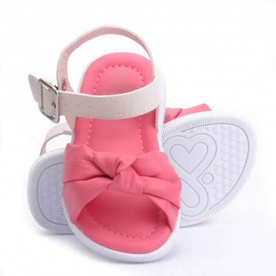 Sandália Infantil Feminina WorldColors Belinha - Coral/Off White