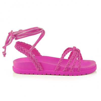 Sandália Papete Feminina Birken Rasteira Amarração WorldColors - Pink