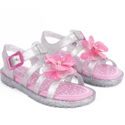 Sandália Papete Infantil Feminina Drops Fisherman Kids WorldColors - Prata Aluminio/Pink New