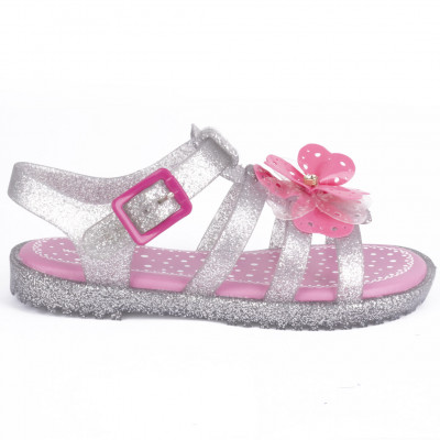 Sandália Papete Infantil Feminina Drops Fisherman Kids WorldColors - Prata Aluminio/Pink New