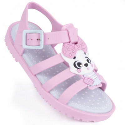 Sandália Papete Infantil Feminina Drops Fisherman Kids WorldColors - Rosa Bale/Azul Acqua