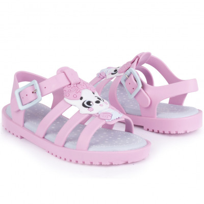 Sandália Papete Infantil Feminina Drops Fisherman Kids WorldColors - Rosa Bale/Azul Acqua