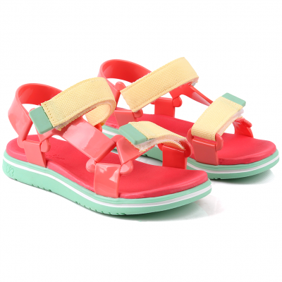 Sandália Papete Infantil Feminina Manu WorldColors kids - Salmao Flower/Verde