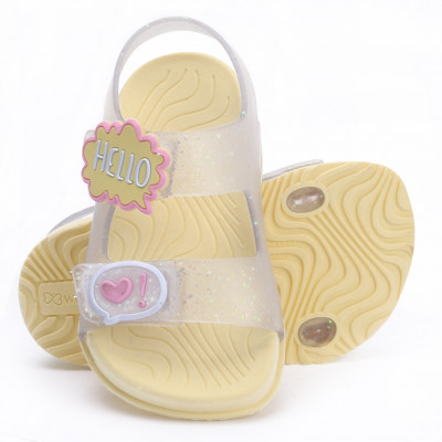 Sandália Papete Infantil Feminina Worldcolors Arco-iris - Gliter Furtacor/Amarelo