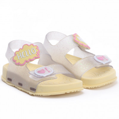 Sandália Papete Infantil Feminina Worldcolors Arco-iris - Gliter Furtacor/Amarelo