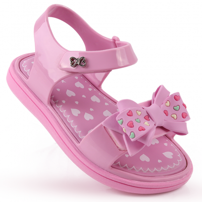 Sandália Papete Infantil Lolipop Com Laço WorldColors Baby - Rosa Bale