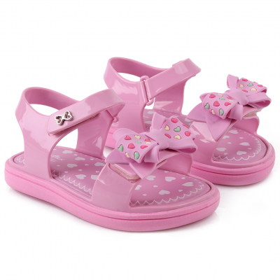 Sandália Papete Infantil Lolipop Com Laço WorldColors Baby - Rosa Bale