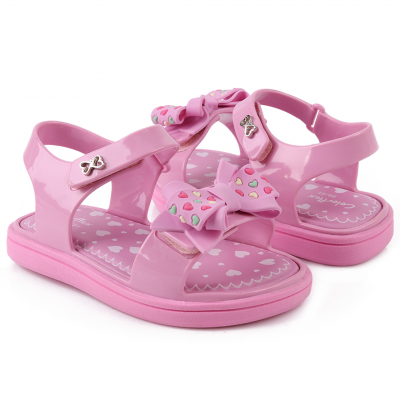 Sandália Papete Infantil Lolipop Com Laço WorldColors Baby - Rosa Bale