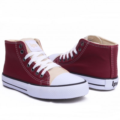 Tênis Feminino Casual Cano Médio Lps Star - Areia/Bordo