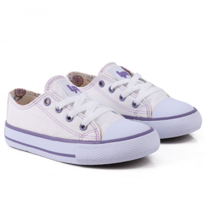 Tênis Feminino Casual De Lona Lps Star - Branco/Lilas