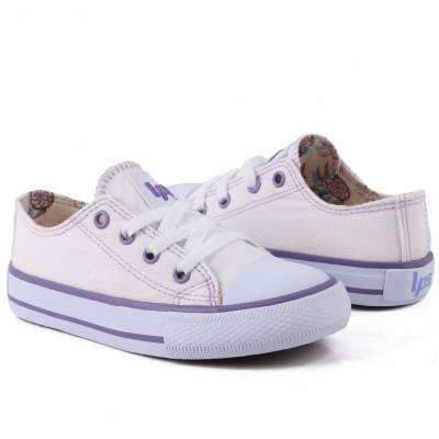 Tênis Feminino Casual De Lona Lps Star - Branco/Lilas