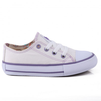 Tênis Feminino Casual De Lona Lps Star - Branco/Lilas