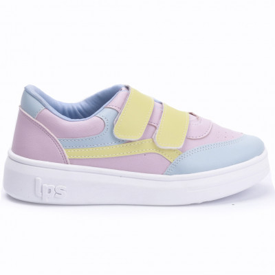 Tênis Feminino Casual Recortes Lps Shine - Lilas/Azul/Amarelo