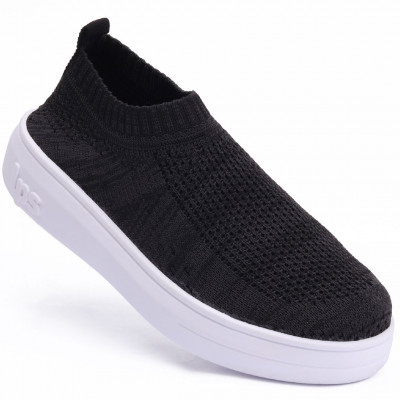 Tênis Feminino Slip On Knit Lps Shine - Preto