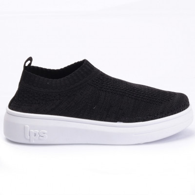Tênis Feminino Slip On Knit Lps Shine - Preto