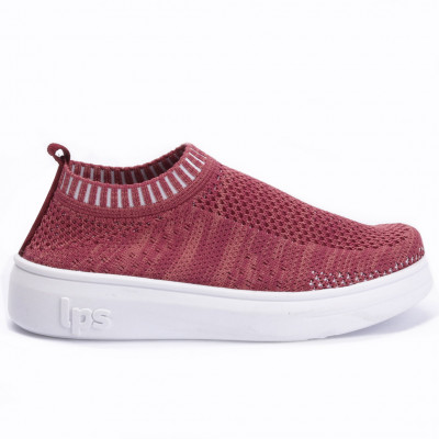 Tênis Feminino Slip On Knit Lps Shine - Vinho Mesclado