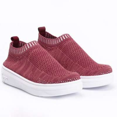 Tênis Feminino Slip On Knit Lps Shine - Vinho Mesclado