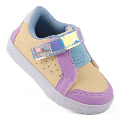 Tênis Infantil Feminino Casual Com Elástico Duda Kids - Amarelo/Lilas 