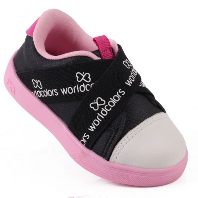 Tênis Infantil Feminino Casual Com Elástico Duda Kids - Preto/Rosa