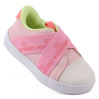 Tênis Infantil Feminino Casual Com Elástico Duda Kids - Rosa
