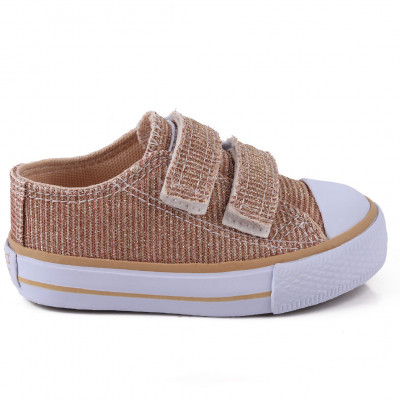 Tênis Infantil Feminino Com Gliter Star Baby Worldcolors - Gliter Dourado 