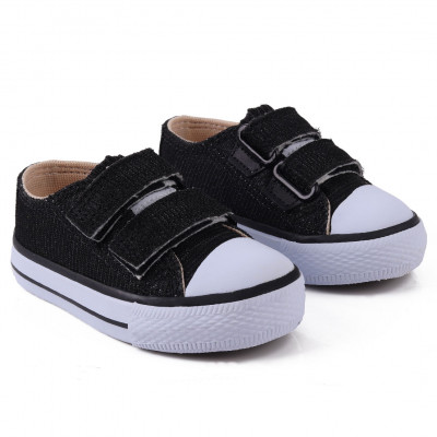 Tênis Infantil Feminino Com Gliter Star Baby Worldcolors - Preto Gliter