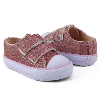 Tênis Infantil Feminino Com Gliter Star Baby Worldcolors - Rosa Gliter