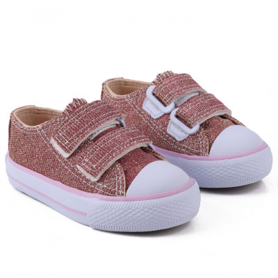 Tênis Infantil Feminino Com Gliter Star Baby Worldcolors - Rosa Gliter