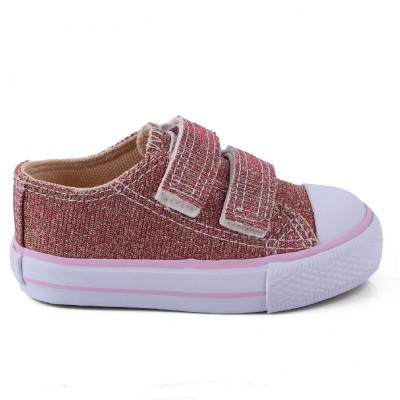 Tênis Infantil Feminino Com Gliter Star Baby Worldcolors - Rosa Gliter