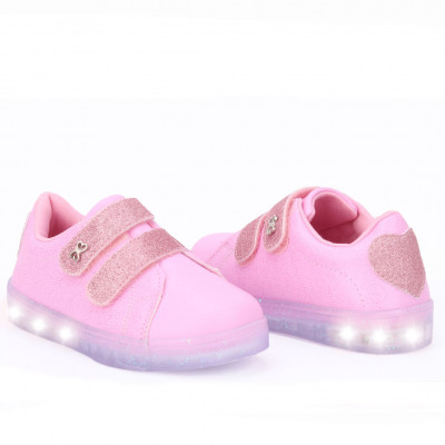 Tênis Infantil Feminino Com Led WorldColors Star Light - Rosa