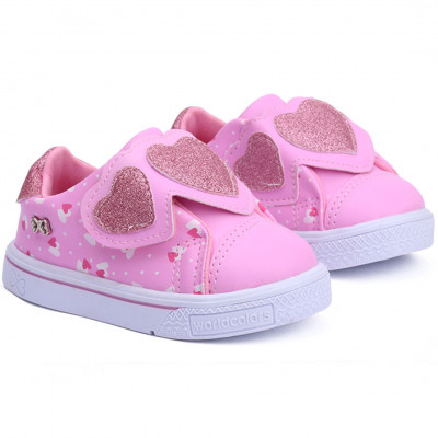 Tênis Infantil Feminino Coração WorldColors Docinho Baby - Rosa