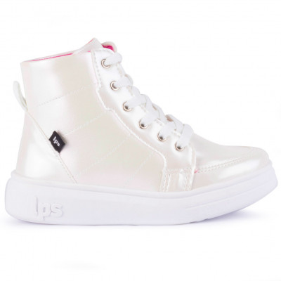 Tenis Infantil Feminino Cano Alto cintilante WorldColors Lps Shine - Branco